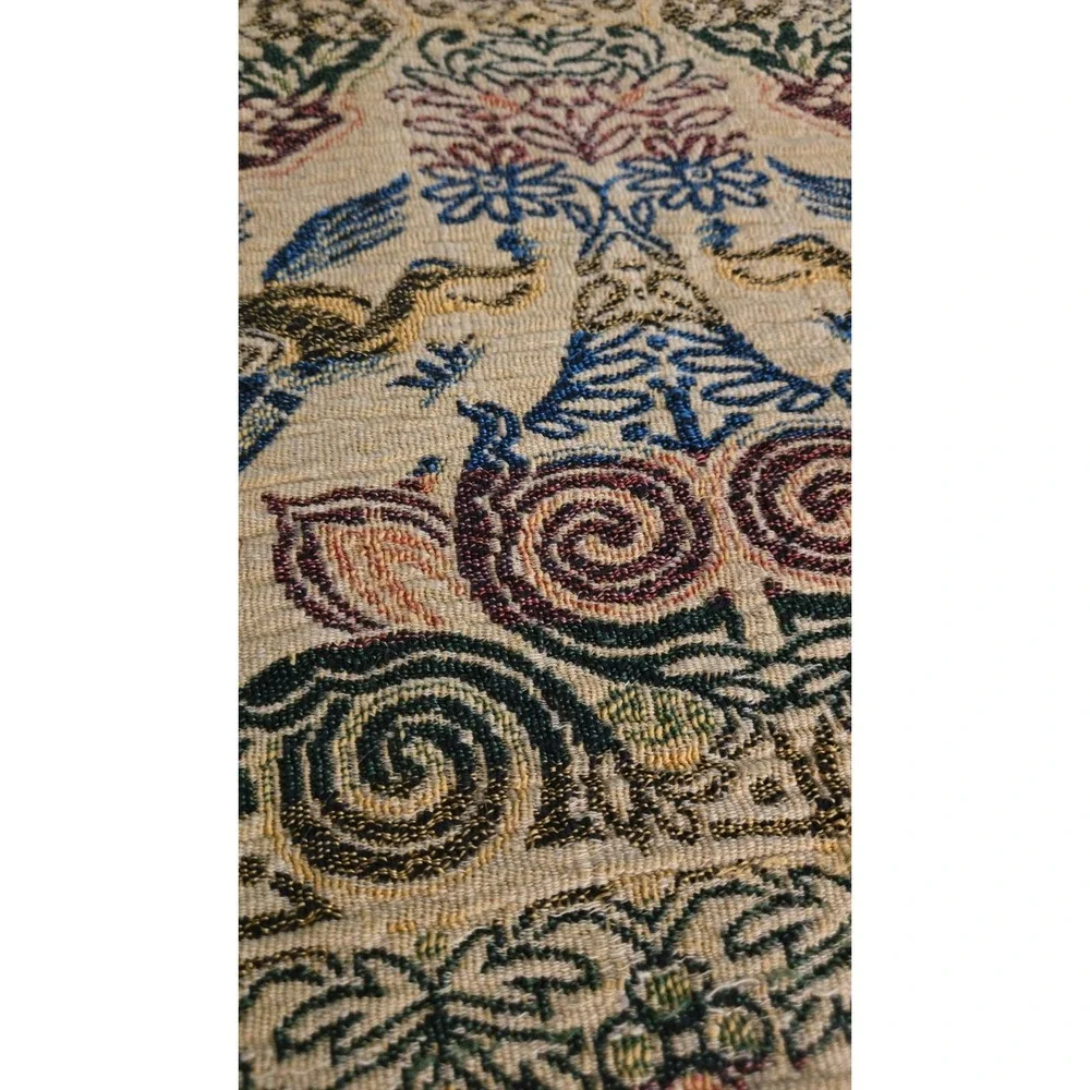 Vtg‎ Silk Woven Tapestry Arabian Horse Rider Tablecloth Bedspread Coverlet